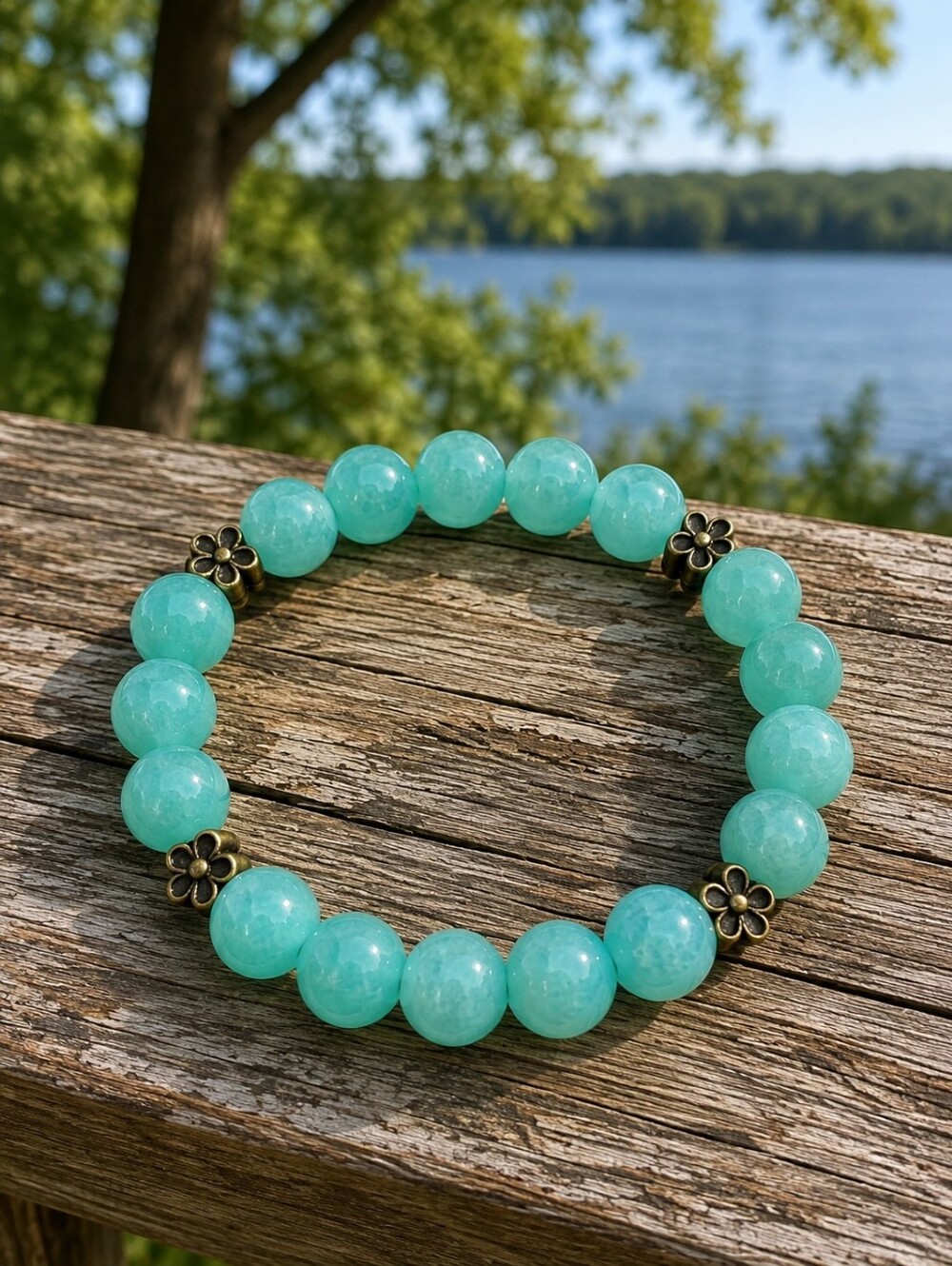 Green Aventurine Beaded Stretch Bracelet | Handmade